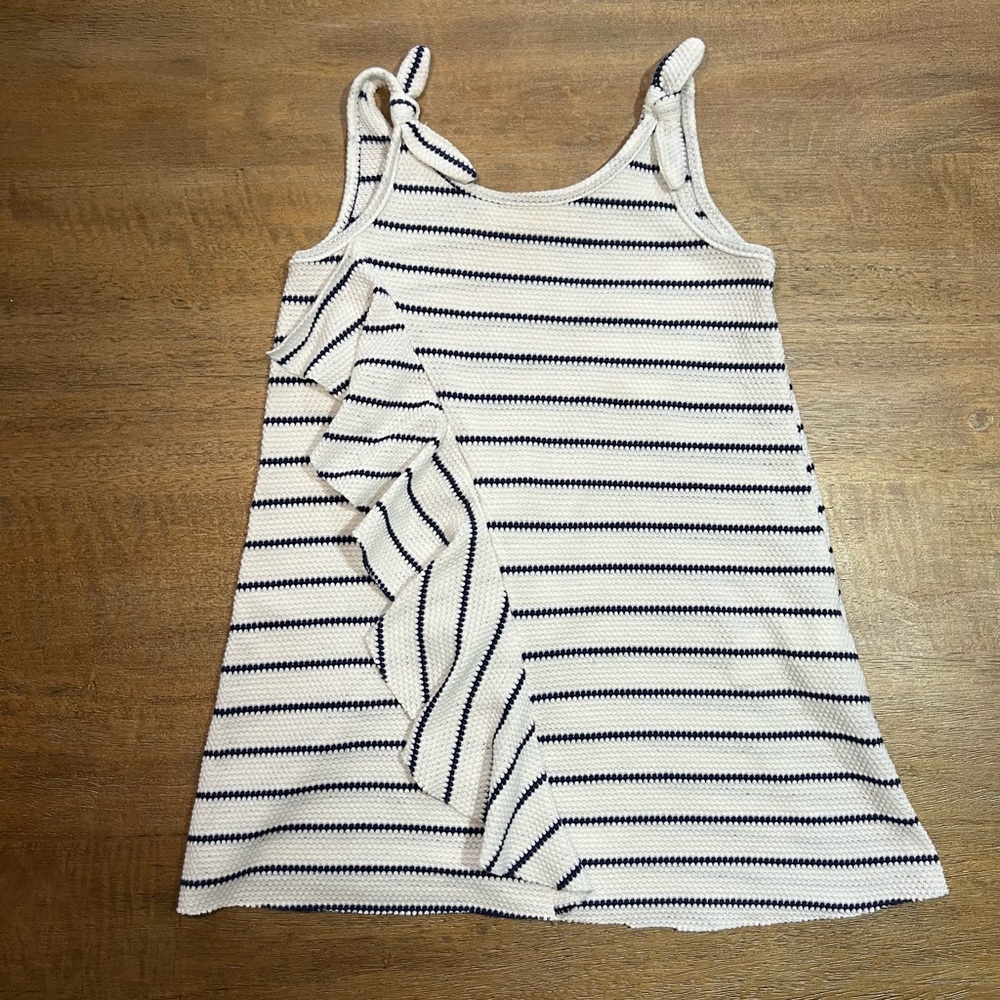 Zara Navy and White Striped Knit Dress